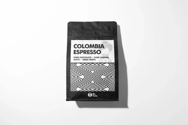 Colombia Espresso by Mr. Tinto – Single-origin Colombian coffee with dark chocolate, dark caramel, nutty, and dried fruit flavors