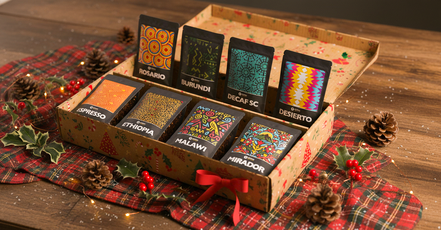 coffees from Mr. Tinto, presented in a festive